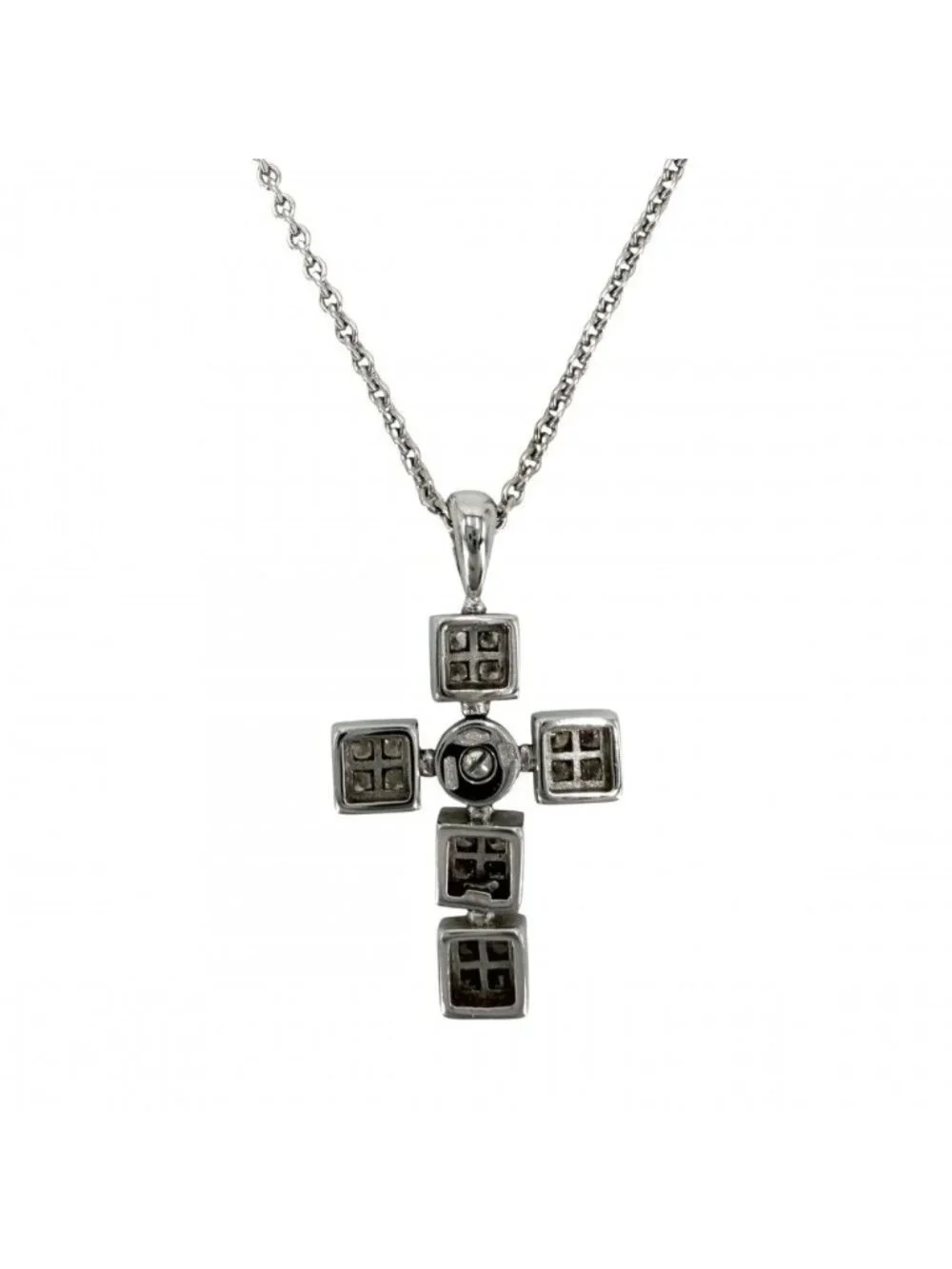 Bvlgari Necklace Lucia Latin Cross Pendant 18k WG White Gold
